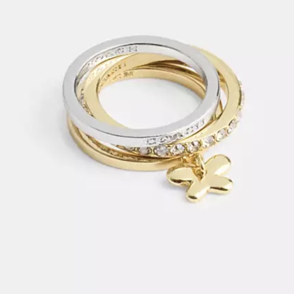 Coach Pave Butterfly Ring Set